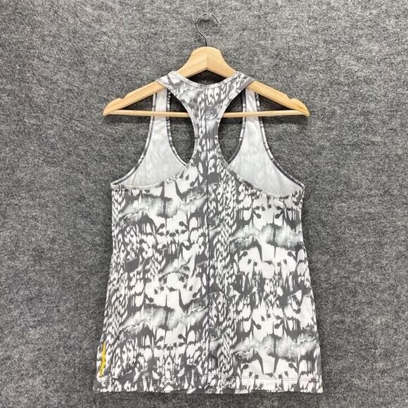 Lolë Sport Top Women PS Petite White Gray Printed Racerback Crew Neck Activewear - Picture 4 of 11